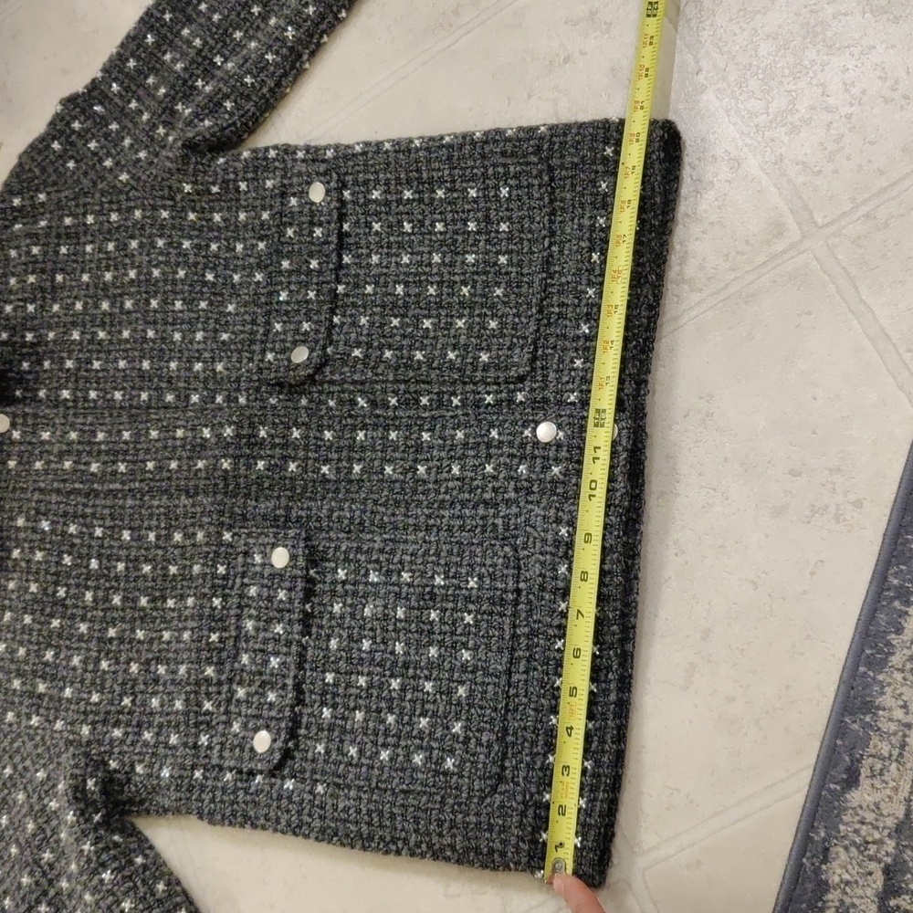 New!Avec Les Filles Pearl-Embellished Bomber OutdoorJacket Elegant Gray Women's - Picture 14 of 14
